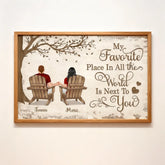 Personalized Couple Poster - Back View Couple Sitting Under Tree Customized Canvas Valentine's Day Gift