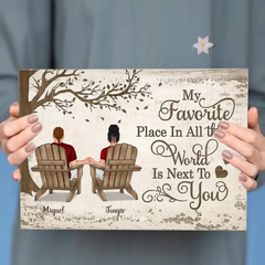 Personalized Couple Poster - Back View Couple Sitting Under Tree Customized Canvas Valentine's Day Gift Home Decor Wall Art