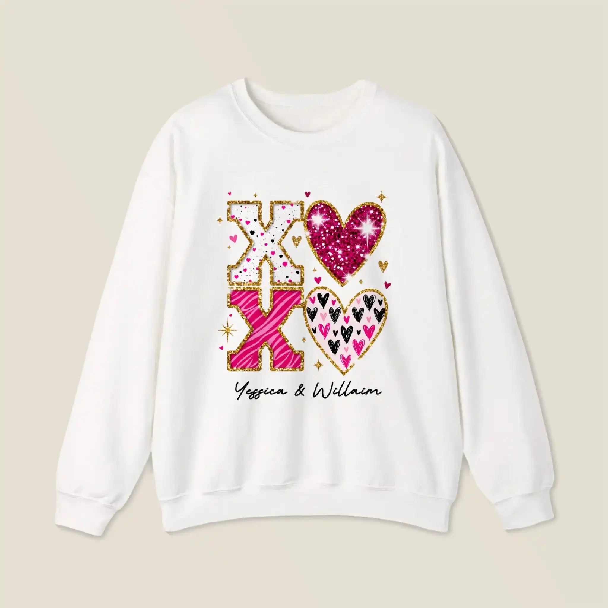 Personalized Couple Sweatshirts - XOXO Funny Matching Valentine’s Day Custom Name Sweatshirts for Couples