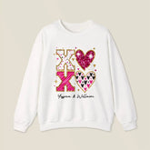 Personalized Couple Sweatshirts - XOXO Funny Matching Valentine’s Day Custom Name Sweatshirts for Couples