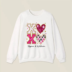 Personalized Couple Sweatshirts - XOXO Funny Matching Valentine’s Day Custom Name Sweatshirts for Couples