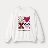 Personalized Sweatshirts for Couple - XOXO Funny Matching Valentine’s Day Custom Name Sweatshirts White