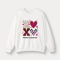 Personalized Sweatshirts for Couple - XOXO Funny Matching Valentine’s Day Custom Name Sweatshirts White