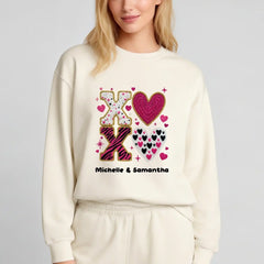 Personalized Sweatshirts for Couple - XOXO Funny Matching Valentine’s Day Custom Name Sweatshirts Sand