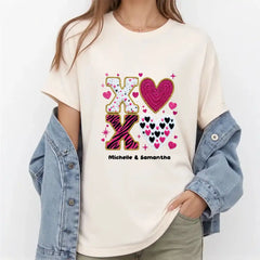 Personalized T Shirt for Couple - XOXO Funny Matching Valentine’s Day Custom Name T Shirts white shirts
