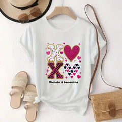 Personalized T Shirt for Couple - XOXO Funny Matching Valentine’s Day Custom Name T Shirts white