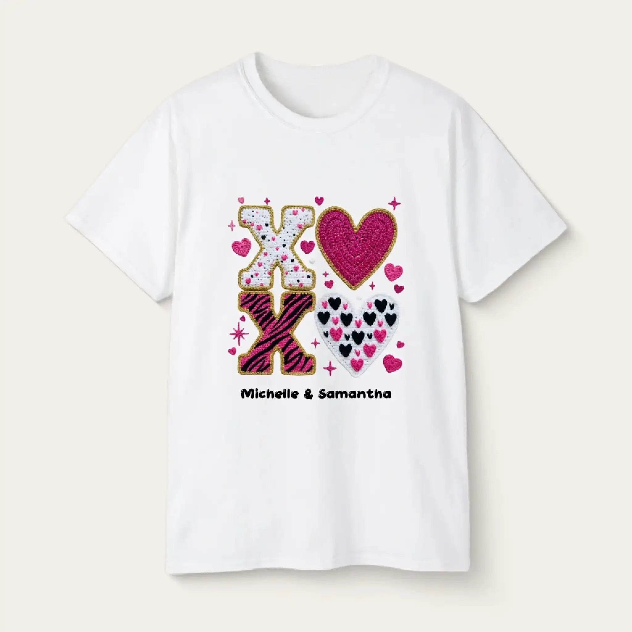 Personalized T Shirt for Couple - XOXO Funny Matching Valentine’s Day Custom Name T Shirts