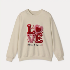 Personalized Couple Sweatshirt – Faux Yarn Love Graphics Valentine’s Day Gift Customized (1)