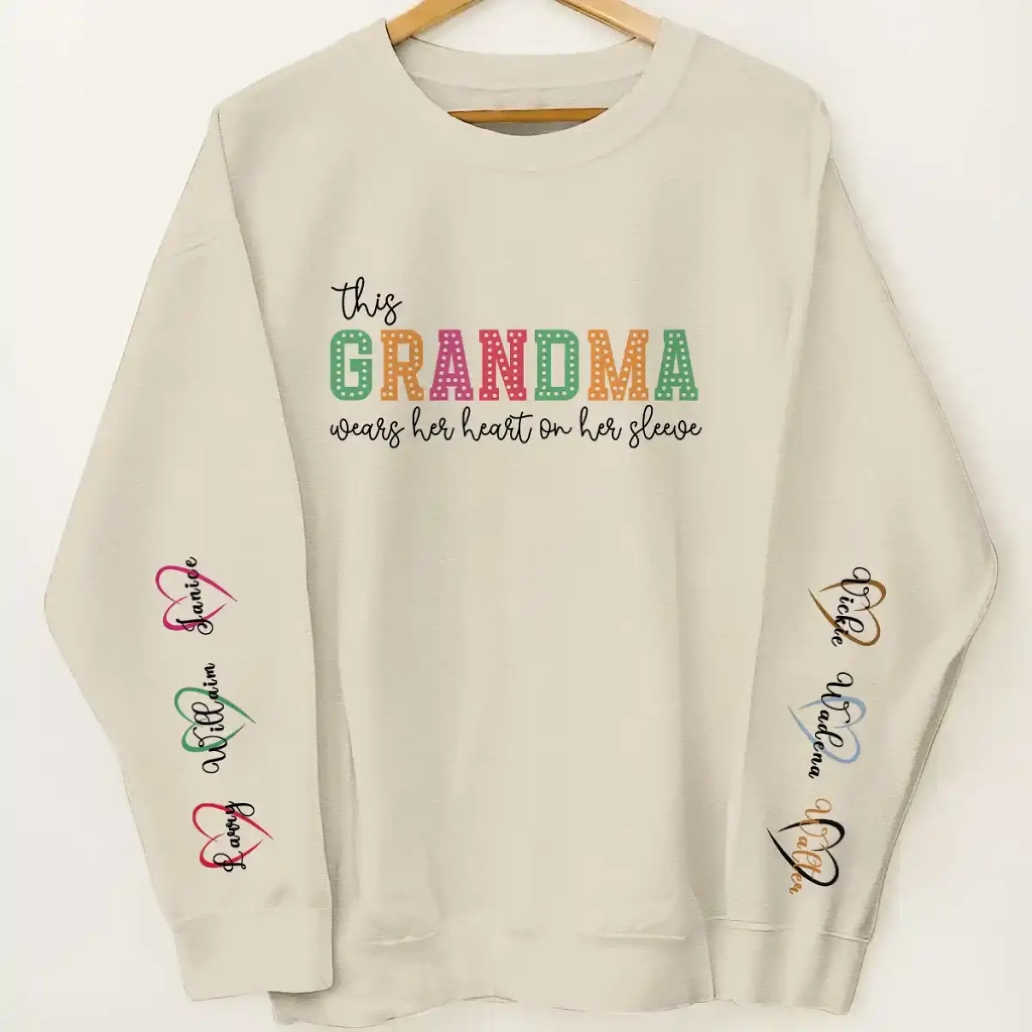 Personalized Mama & Grandma Sweatshirt with Kids Names on Sleeve - Personalized Mother's Day Gift - 100% Cotton S-5XL (1)