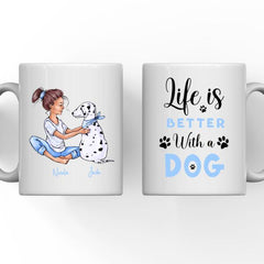 Girl & Dog Mug- Life Is Better With A Dog Personalized Mug