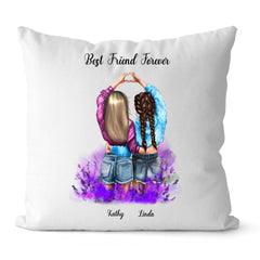 SIsters Pillow For 2 - Best Friends Forever Name Personalized Pillow Purple Flower Pillowcase BFF Pillow Gifts