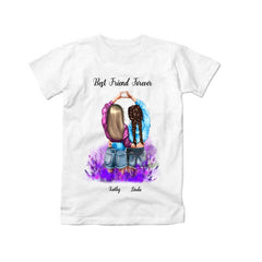 Best Friends Shirts for 2 - Best Friends Forever Name Personalized Funny Friendship T-shirts Purple Flower BFF Gifts