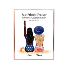 American Sisters Poster - Summer & Beach Sisters Personalized Friendship Gifts For 2 and 3
