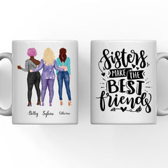 2 & 3 Best Friends Mug - Sisters Make the Best Friends Custom Design Mugs