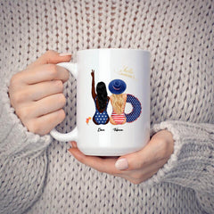 American Sisters Mug - Let's Go to The Beach Funny Friendship Mugs Personalized Gifts With Name