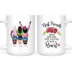 3 Sisters Mug - Best Friends Forever Never Apart Maybe In Distance But Never At Heart Personalized Mug
