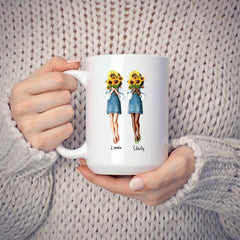 Sunflower Sisters - True Friends All Like Bright Sunflower Mug