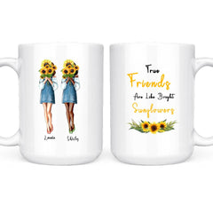 Sunflower Sisters - True Friends All Like Bright Sunflower Mug