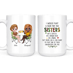 Sisters Camping Mug - Best Friends Custom Coffee Mug Summer Fashion Travel Personalized Gift
