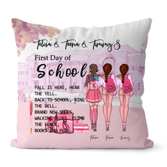 Back To School Girl Pillow - Up To 3 Girl's Personalized Pillows For Best Friends