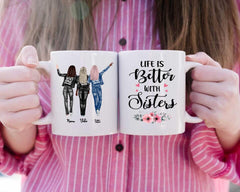 Up To 4 Sisters Mug - Cowboy Sisters Personalized Mug - Customized Personalized Best Friend Cups