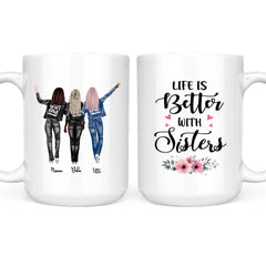 Up To 4 Sisters Mug - Cowboy Sisters Personalized Mug - Customized Personalized Best Friend Cups