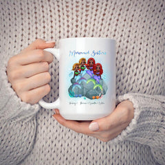 Mermaid Sisters Mug - Up to 4 Girls Sister of The Birthday Girl Personalized Mug For Best Friends