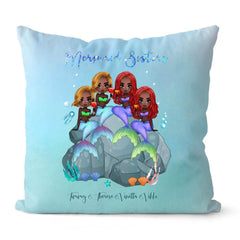 Mermaid Sister Pillow - Cutest Little Mermaid Under The Sea Personalized Pillow