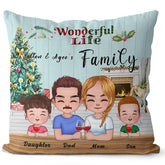 Personalized Family Pillow - Wonderful Life Mom, Dad and Child Personalized Family Pillow