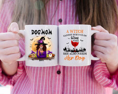 Dog Mom Mug - Up to 6 Dog Halloween Witch Mom Personalized Mug Gifts
