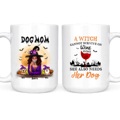 Dog Mom Mug - Up to 6 Dog Halloween Witch Mom Personalized Mug Gifts