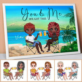 Couple Personalized Poster - You & Me We Got This Male and Female at the Beach Personalized Couple Poster