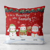 Christmas Snowman Pillow - Up To 5 Snowman Personalzied Christmas Pillow Winter Gifts