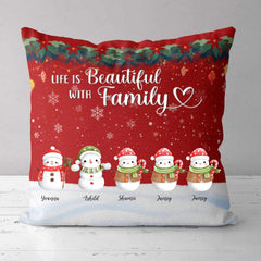 Christmas Snowman Pillow - Up To 5 Snowman Personalzied Christmas Pillow Winter Gifts