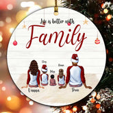 Christmas Family Ornament - Up to 5 Kids Life Is Better With Family Personalized Ornaments