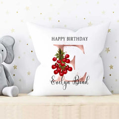 Happy Birthday Pillow - Rose Gold Cherry Alphabet Personalized Birthday Pillow