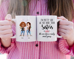 Up to 6 Sisters Mug - Personalized Sister Mugs For 2 & 3 & 4 & 5 & 6 Sisters Custom Bestie Mugs