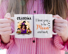 Witch Mom Mug - Up to 6 Kids Witch Grandmother and Mother Personalized Witch Mug Halloween Gift