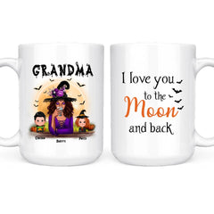 Witch Mom Mug - Up to 6 Kids Witch Grandmother and Mother Personalized Witch Mug Halloween Gift