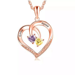 Personalized Name Necklace - Heart Shape Diamond Set Silver Necklace Valentine's Day Gift