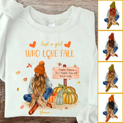 Fall Girl Sweatshirt - Just a Girl Who Love Fall Personalized Fall Pumpkin Sweatshirt
