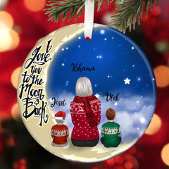Women and Kids Ornaments - Grandmothers & Moms & Kids on the Moon Personalized Christmas Ornaments Gifts