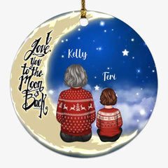 Grandma & Kids Ornaments - Grandma & Grandkids On The Moon Personalized Ornament