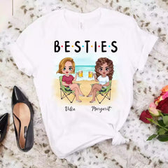 Personalized Besties T Shirts - 2 Sisters On The Beach Personalized Best Friends T Shirts