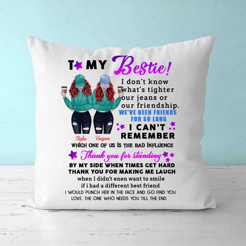 Best Friends Pillow To My Bestie Personalized BFF Pillow For Sisters Gifts Pillow Insert Included 16*16in