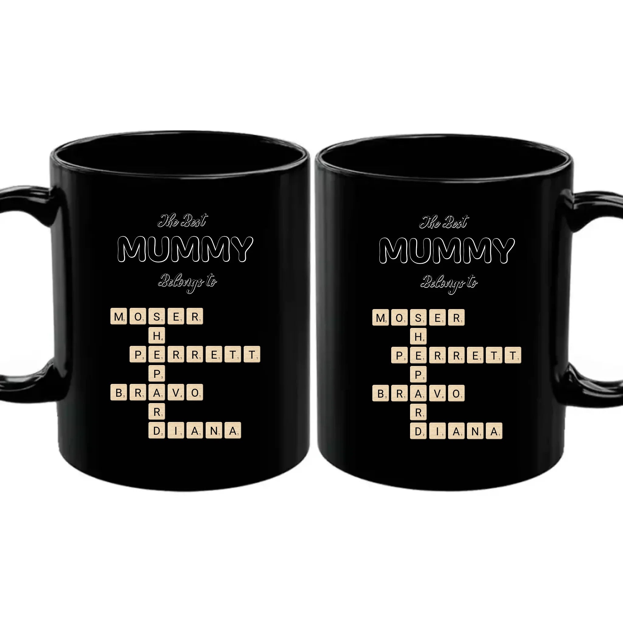 The Best Mom Belongs to Kids Crossword Mug Customized Black 11oz