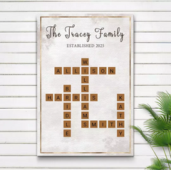 Personalized Family Name Sign - Custom Last Name Crossword Canvas & Poster