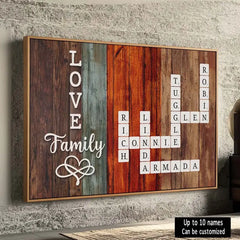 Personalized Family Crossword - Love Family Member Name Wall Art Custom Canvas Paintings & Posters