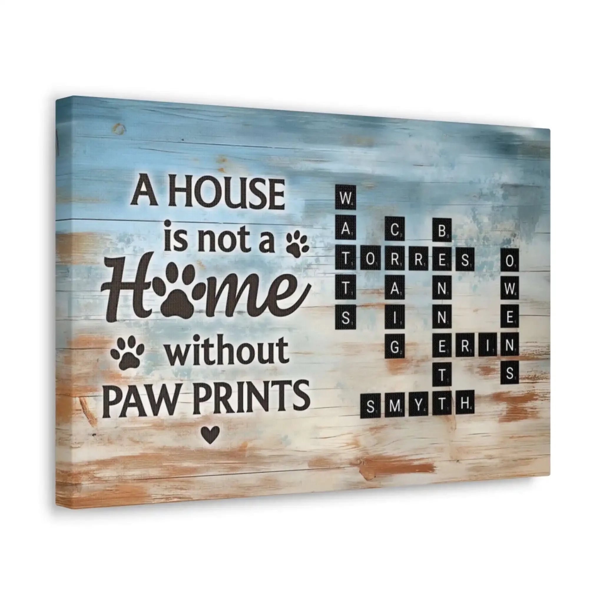 Home With Paw Prints Pet Crossword Art Personalized Canvas