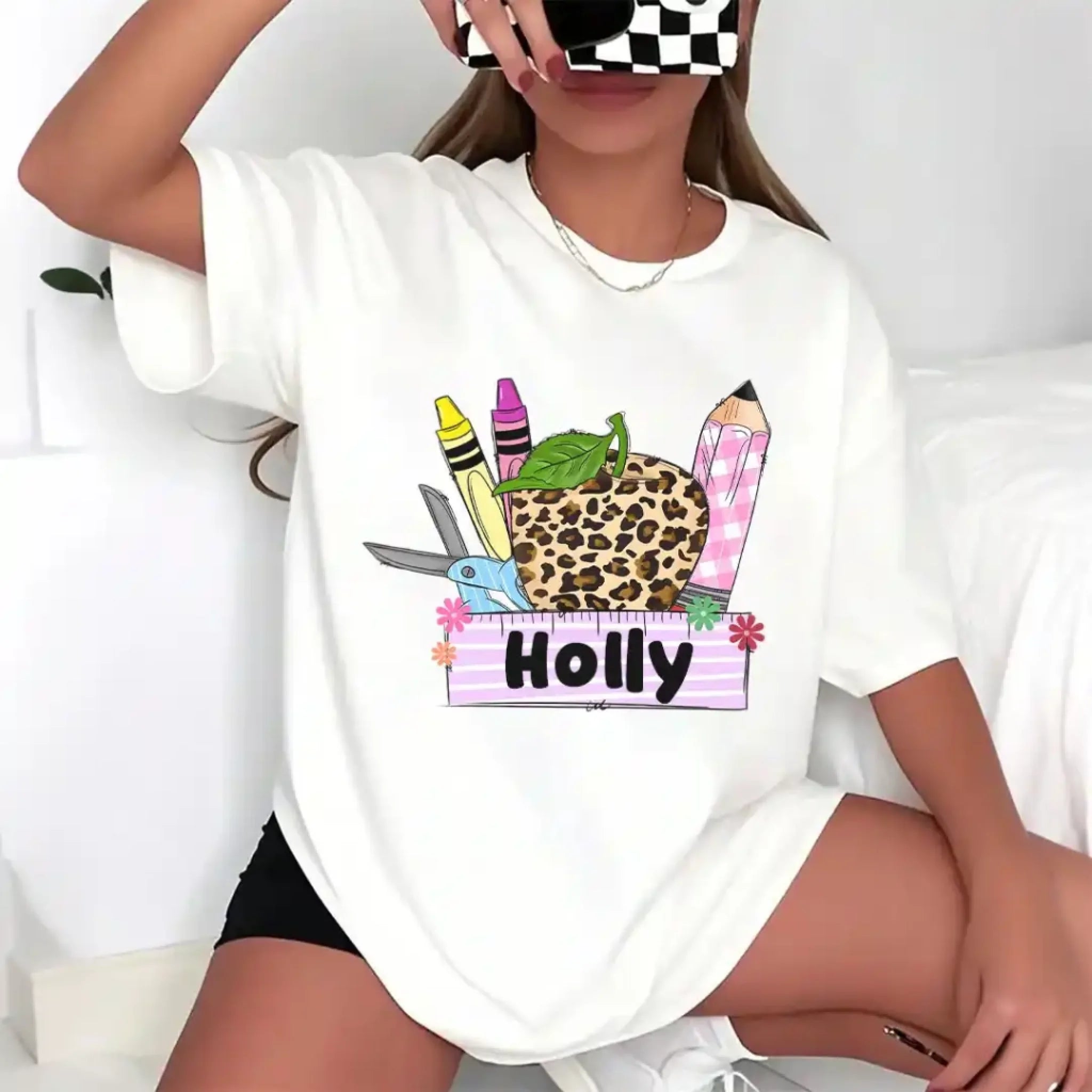 white Back To School T Shirt - Custom Name Personalized Tee For Kids (1)